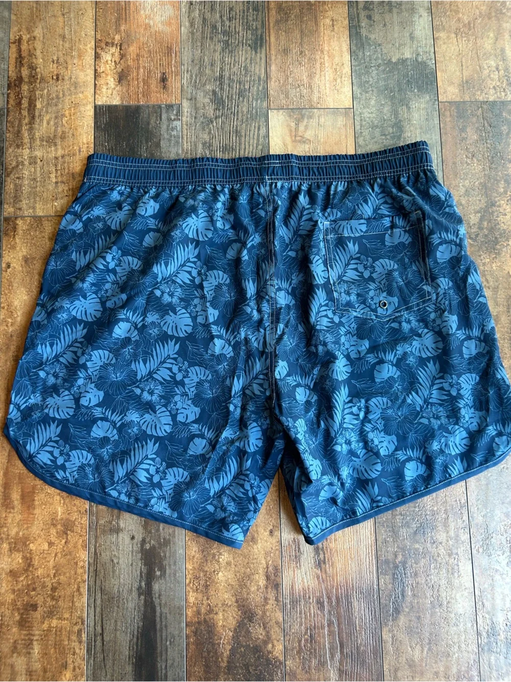 Men's Blue Floral Swim Trunks with Drawstring 2xl